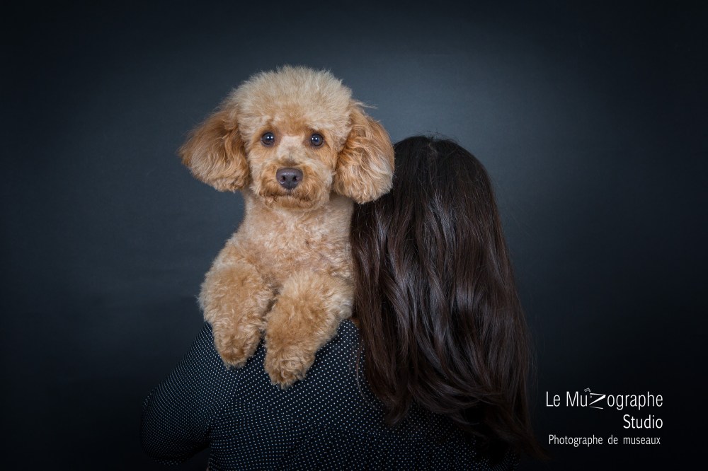 Chien et maitre portrait de famille, Paris Bourges