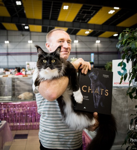 Fanny Noizet et maine coon Utah dans le livre CHATS de Nathalie Tiennot